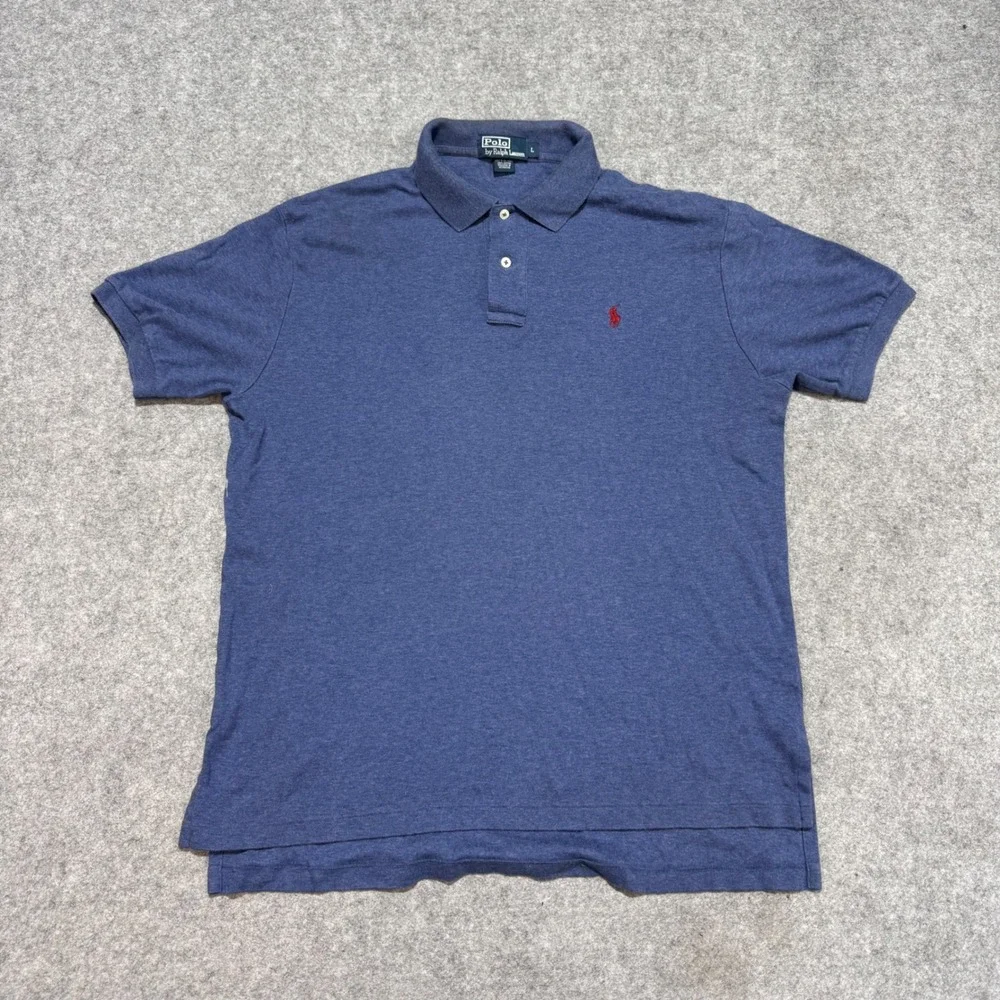 Polo Ralph Lauren Mens Blue Heather Short Sleeve Cotton Polo Shirt Large